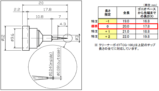 画像：Crystal CatcherTM ガラスチップ（CT-300, CT-400）図面